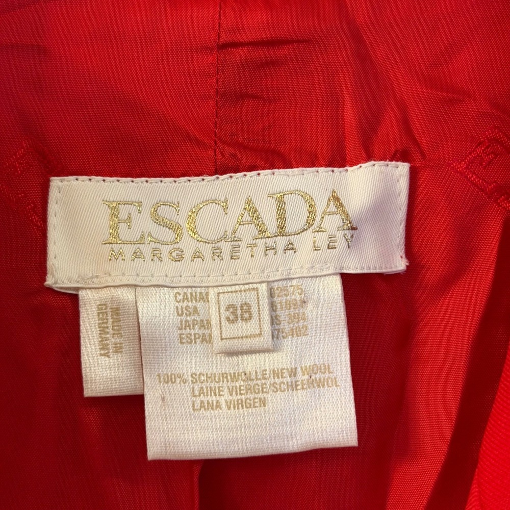 Escada Red Wool Blazer Jacket Women Size 38 / US8 Preppy Classic Quiet Luxury - Picture 4 of 5